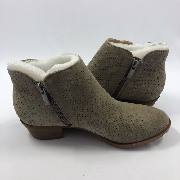 NEW! Suede Perforated Ankle Booties Lucky Brand Bayley 2 - Picture 6 of 8